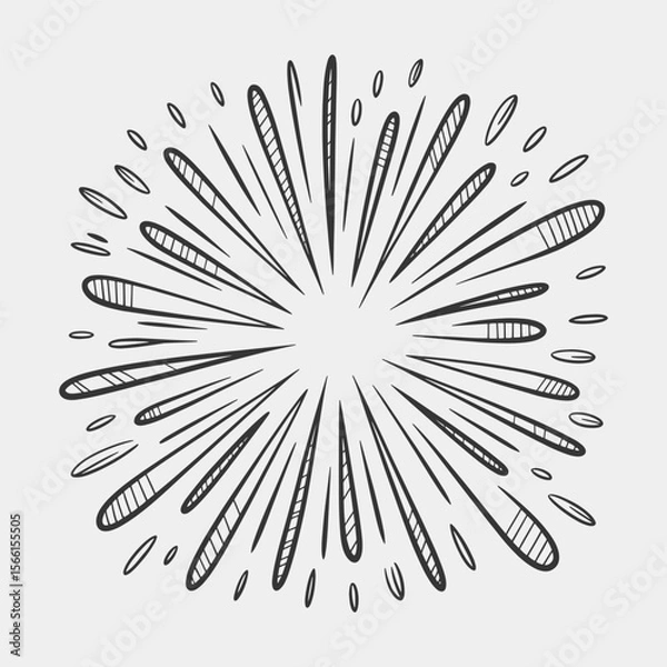 Obraz A black and white drawing of a fireworks explosion with a lot of stars.