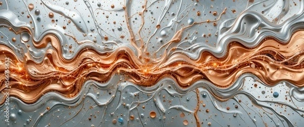 Obraz Creative abstract backgrounds for computer monitors with fluid design patterns and metallic tones