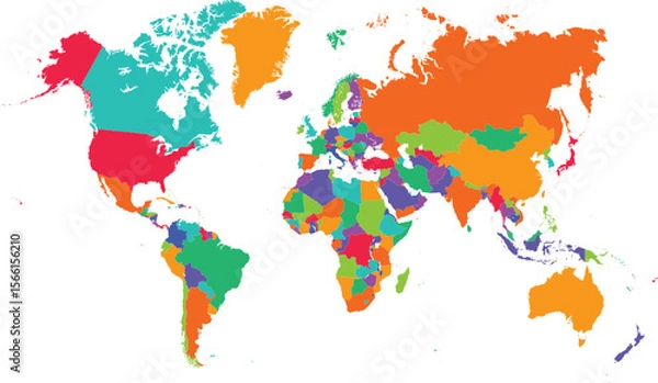 Obraz world map made of colorful splashes vector illustration