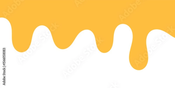 Fototapeta Dripping sweet yellow honey, isolated melting maple syrup. Vector golden organic sticky oil or juice liquid with drops. Flowing droplets of nectar