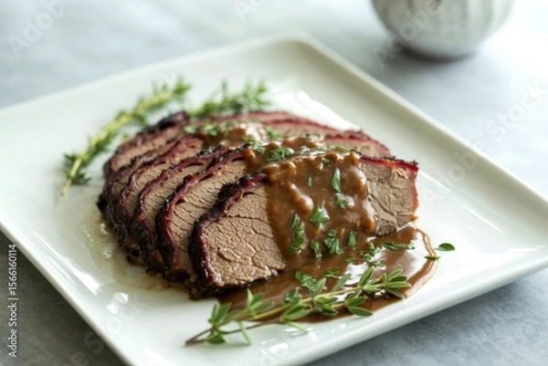 Fototapeta a perfectly sliced brisket