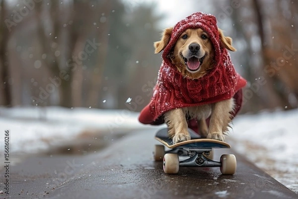 Obraz Golden Energy Unleashed: Golden Retrievers Diving, Playing Ball, Skateboarding, and Frolicking Together – A Joyful Showcase of Canine Vitality
Witness the boundless enthusiasm of Golden Retrievers in 