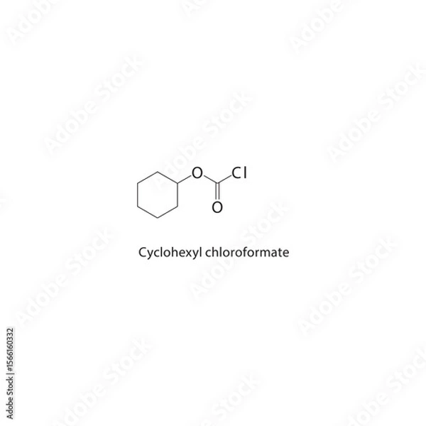 Fototapeta Cyclohexyl chloroformate skeletal structure. Chloroformate ester compound schematic illustration. Simple diagram, chemical formula.