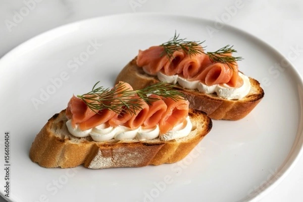 Fototapeta A photograph of three bruschettas