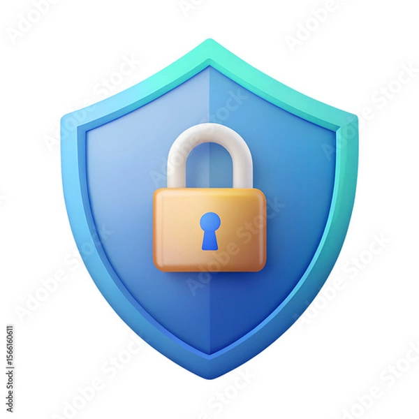 Obraz Golden Padlock On Blue Shield With Teal Border security protection