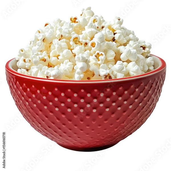 Obraz Delicious popcorn in a red polka dot bowl for movie night snack ideas here