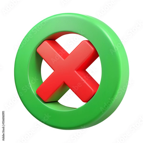 Obraz Red cross inside green circle symbol check mark