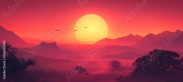 Fototapeta A sunset-inspired red gradient background 