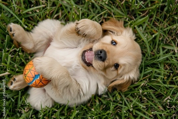 Obraz Golden Energy Unleashed: Golden Retrievers Diving, Playing Ball, Skateboarding, and Frolicking Together – A Joyful Showcase of Canine Vitality
Witness the boundless enthusiasm of Golden Retrievers in 