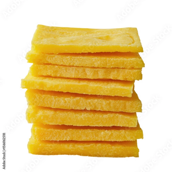 Obraz Stack of yellow polenta squares for cooking and food photography close up studio shot