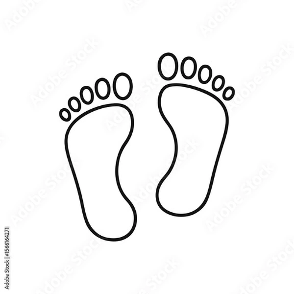 Obraz Outlined Footprints Illustrate Barefoot Impression Symbolic of Childhood Adventure and Innocence Expressing Journey and Playfulness on White Background