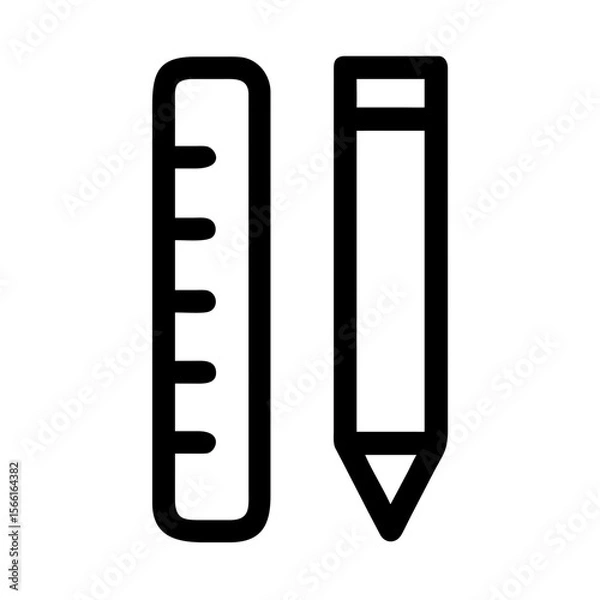 Fototapeta pencil and ruler vector icon isolated on white