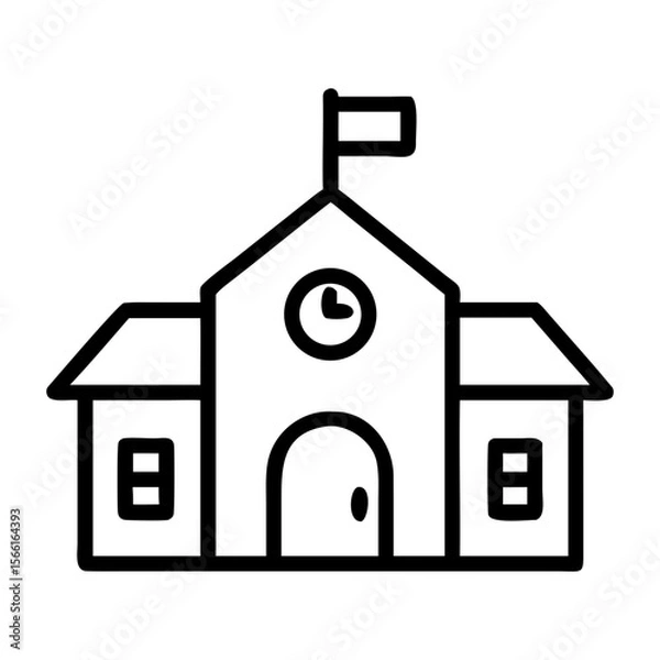 Fototapeta school building outline vector icon