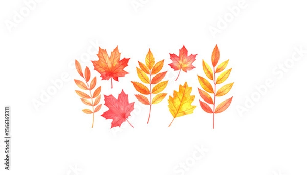 Fototapeta Autumn flowers and leaves background with pumpkins on white background.
