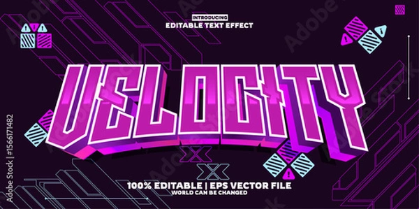 Fototapeta New Velocity editable text effect in new modern trend style
