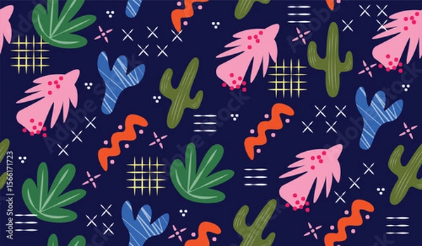 Obraz Colorful cute doodle pattern background vector design