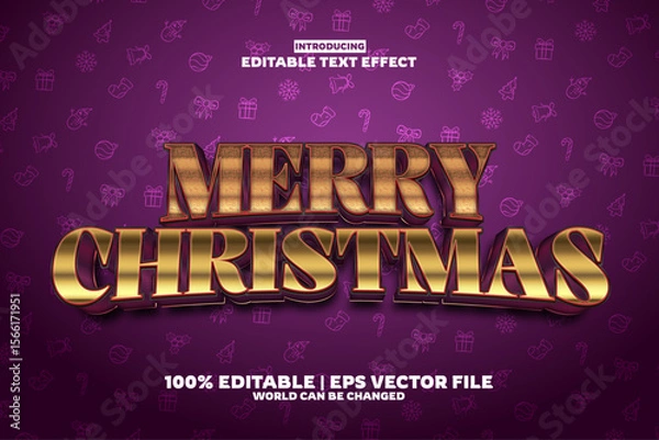 Fototapeta Merry christmas editable text effect in new modern trend style