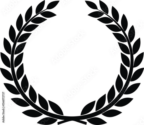 Fototapeta circular laurel foliate silhouette vector illustration