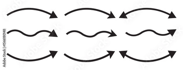 Obraz Set of arrows. Black arrows set. Sharp icons. cruve arrows. 