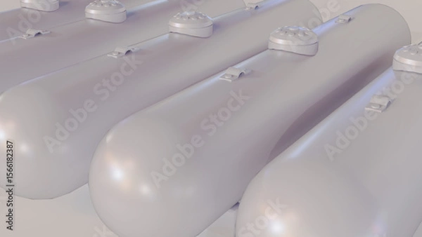 Fototapeta A 3d rendering of large, horizontally oriented propane tank, designed for industrial or commercial use rather than typical residential grilling.