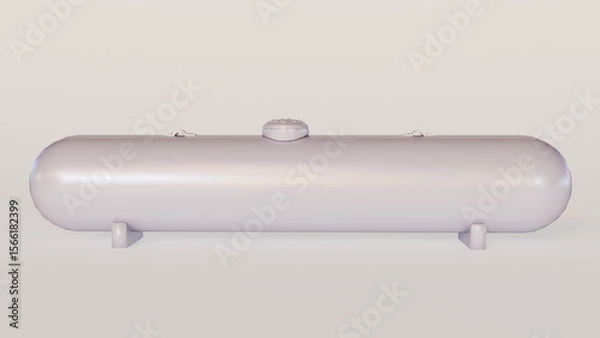 Fototapeta A 3d rendering of large, horizontally oriented propane tank, designed for industrial or commercial use rather than typical residential grilling.