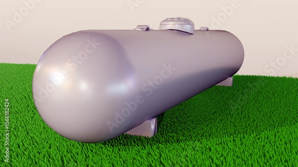 Fototapeta A 3d rendering of large, horizontally oriented propane tank, designed for industrial or commercial use rather than typical residential grilling.