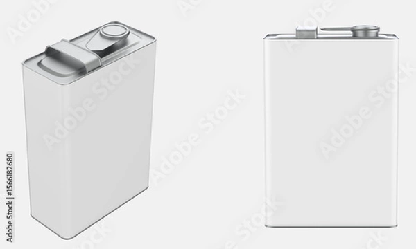 Obraz Glossy Oil Tin Can Mockup Isolated On White Background. 3d illustration