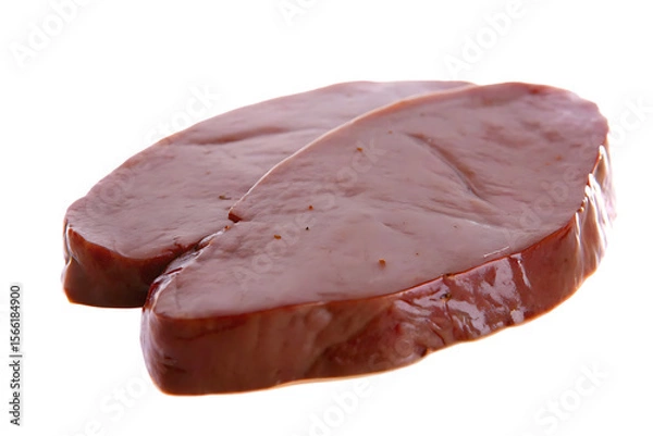Fototapeta Raw pork liver slices isolated on a transparent background