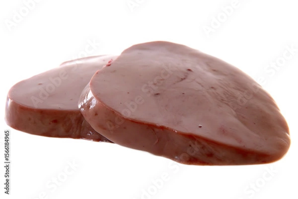 Fototapeta Raw pork liver slices isolated on a transparent background