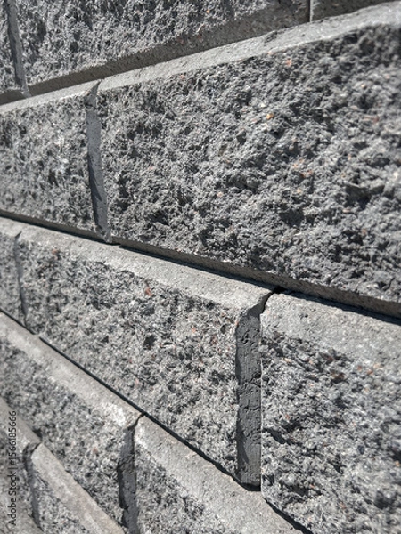 Fototapeta Close-Up of Rough Gray Brick Wall Texture