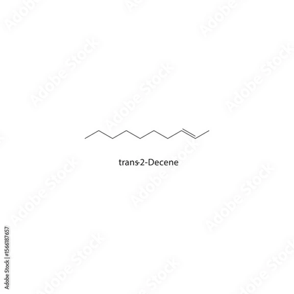 Obraz trans-2-Decene skeletal structure. Alkene compound schematic illustration. Simple diagram, chemical formula.