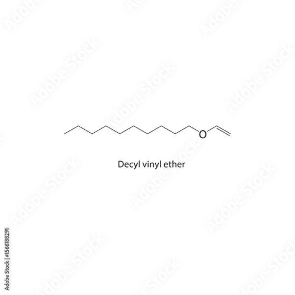 Fototapeta Decyl vinyl ether skeletal structure. Ether compound schematic illustration. Simple diagram, chemical formula.