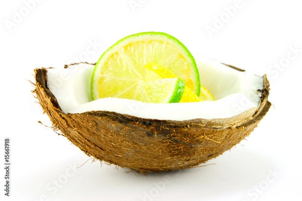 Obraz Lemon and Lime Slice in a Coconut