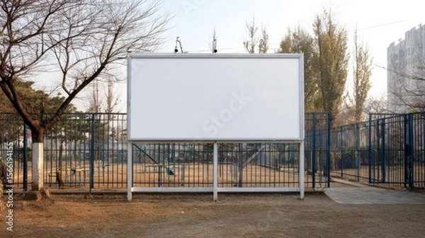 Fototapeta Empty Billboard Near Playground
