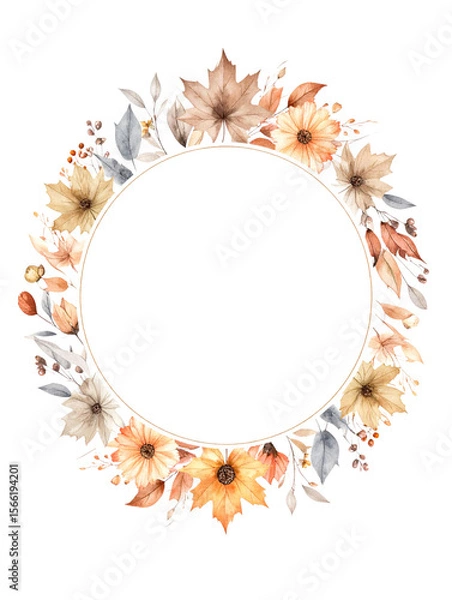 Fototapeta Various leaves with flowers, isolated on white background.