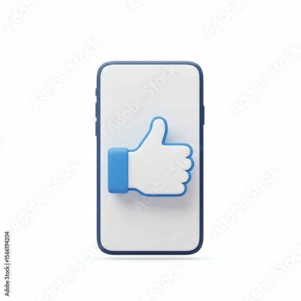 Fototapeta 3D Render of Smartphone with Thumbs Up Icon