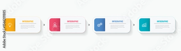 Obraz business infographic template, timeline layout with 4 step