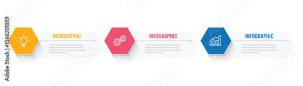 Obraz business infographic template, timeline layout with 3 step
