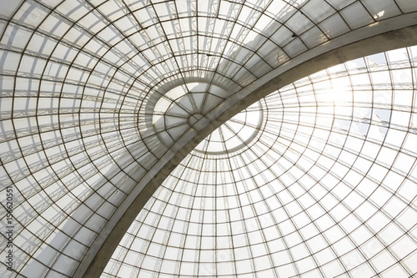 Fototapeta greenhouse symmetrical dome diagonal structure seen from below