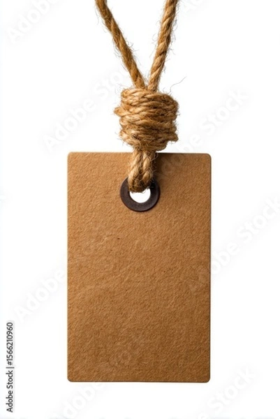 Fototapeta Rustic Kraft Paper Tag with Jute Rope: Simple, Elegant Design