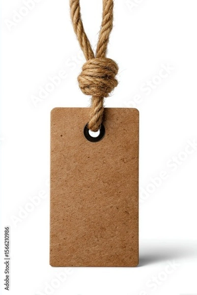 Fototapeta Rustic Kraft Tag with Jute Rope: Simple, Natural Design