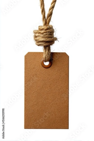 Fototapeta Rustic Kraft Paper Tag with Jute Rope: Simple, Elegant Design