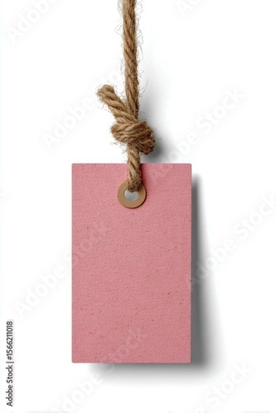 Fototapeta Dusty Rose Tag: Rustic Rope and Blank Paper Label