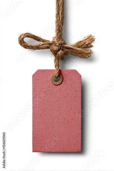 Fototapeta Rustic Pink Gift Tag with Jute String Bow