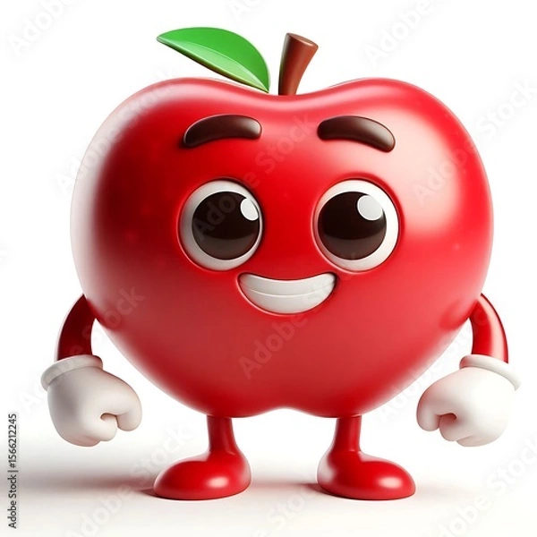 Obraz 3d apple with a red apple