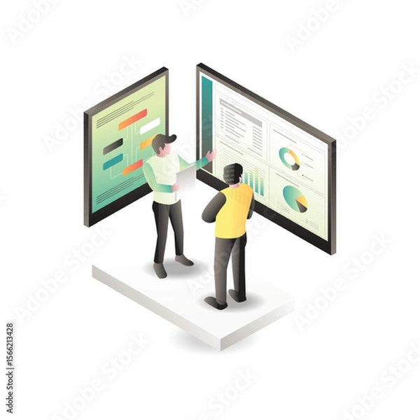 Obraz Team Collaboration for Business Growth and Data Presentation