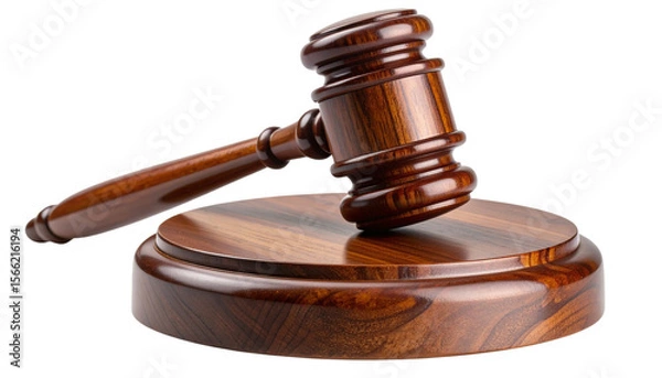 Obraz Classic Wooden Judge Gavel with Sound Block, isolated on transparent background.