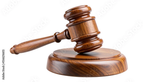 Obraz Judge Gavel in Mid-Air Motion, isolated on transparent background.