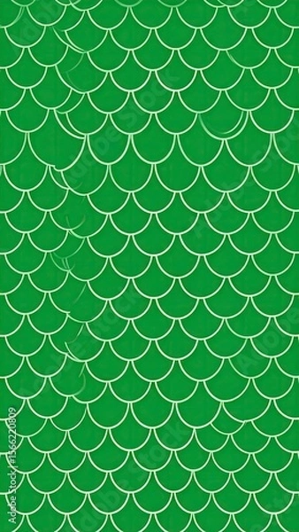 Fototapeta Glossy Forest Green Scallop Tile In Fish Scale Layout
