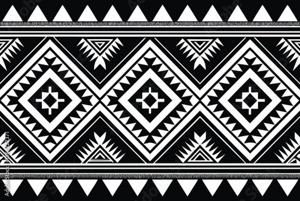 Fototapeta Bold Black and White Geometric Pattern with Triangles and Diamonds